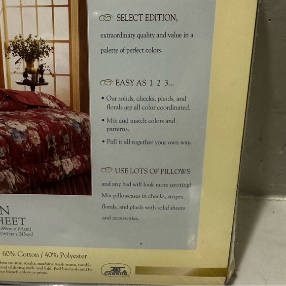 Vintage Twin Flat Sheet Cotten Blend Floral Select Edition 200 Thread Count NEW - Picture 8 of 11